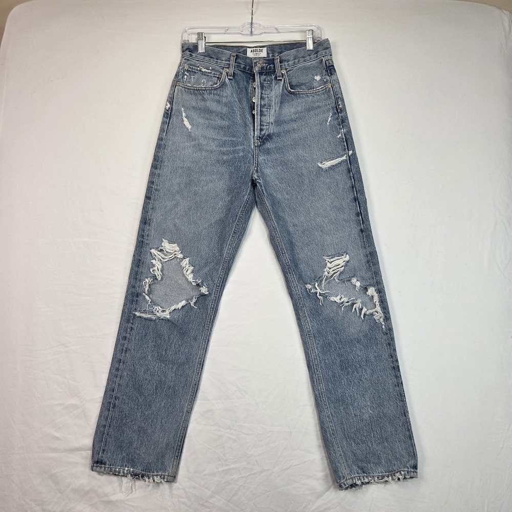 AGOLDE 90’s‎ Jean High Rise Straight Leg Distressed Button Fly Jeans Size 26 USA